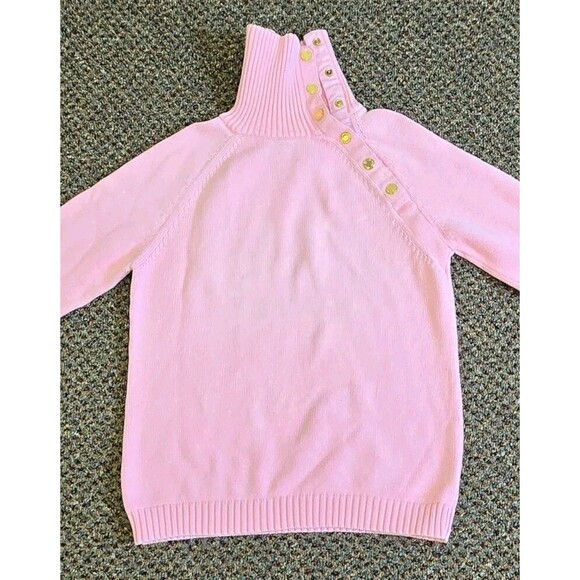 Lauren By Ralph Lauren Turtleneck Sweater Pink Gold Snap Buttons (Women's S/M) - Picture 2 of 9